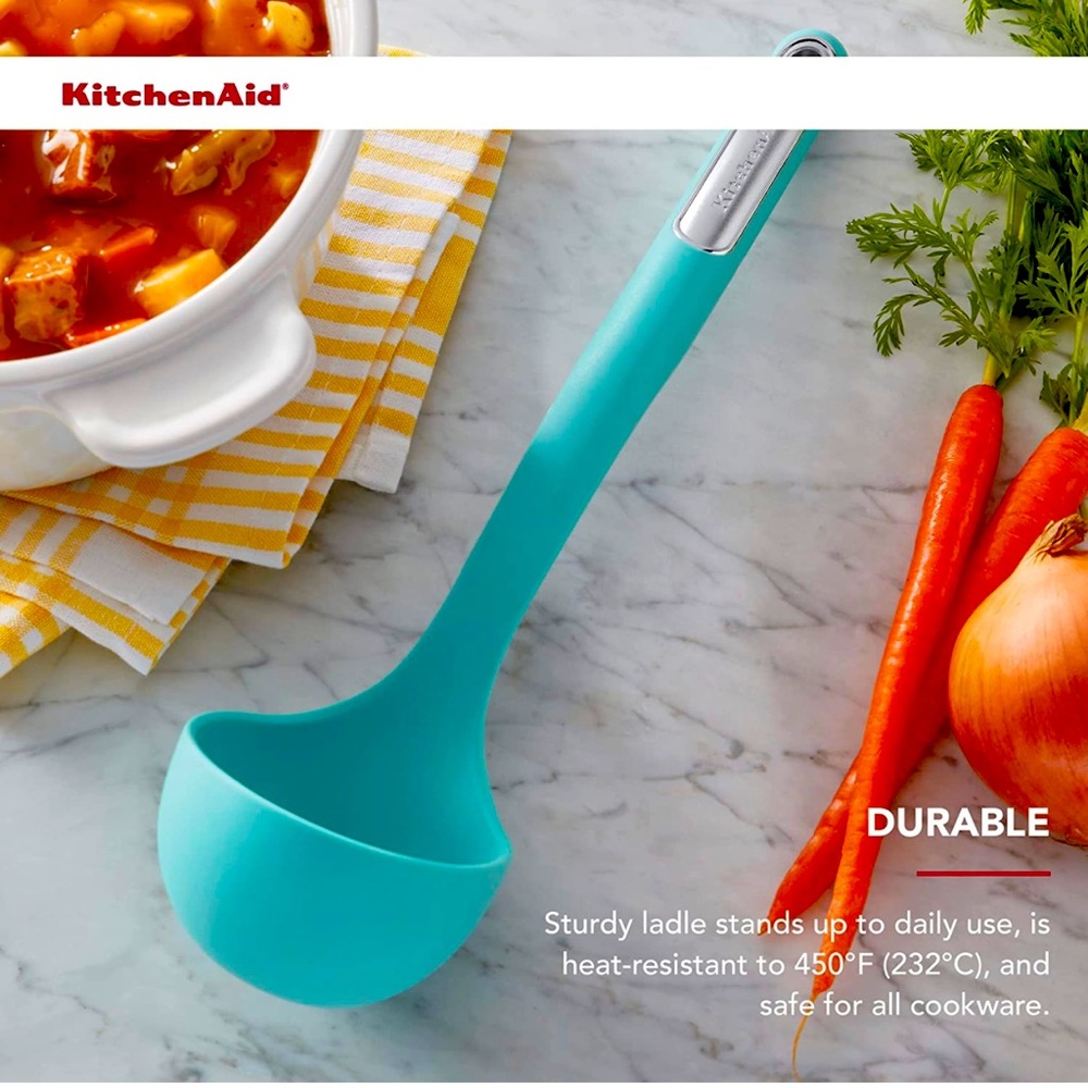 NWT KitchenAid Aqua Sky (HAQA) Heat Resistant Silicone Ladle for Soups